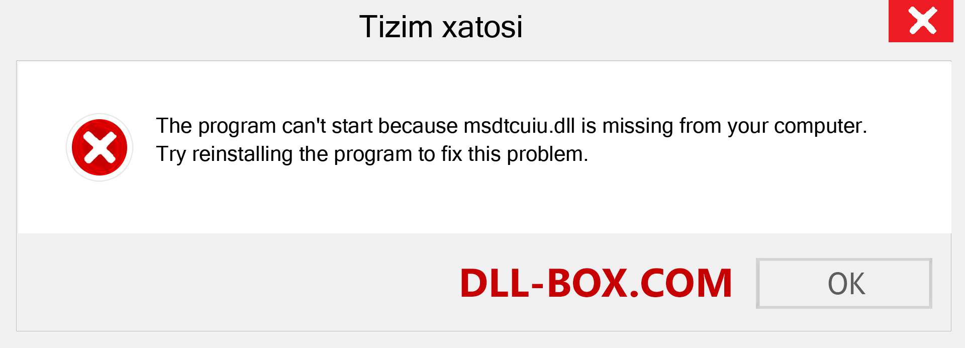 msdtcuiu.dll fayli yo'qolganmi?. Windows 7, 8, 10 uchun yuklab olish - Windowsda msdtcuiu dll etishmayotgan xatoni tuzating, rasmlar, rasmlar